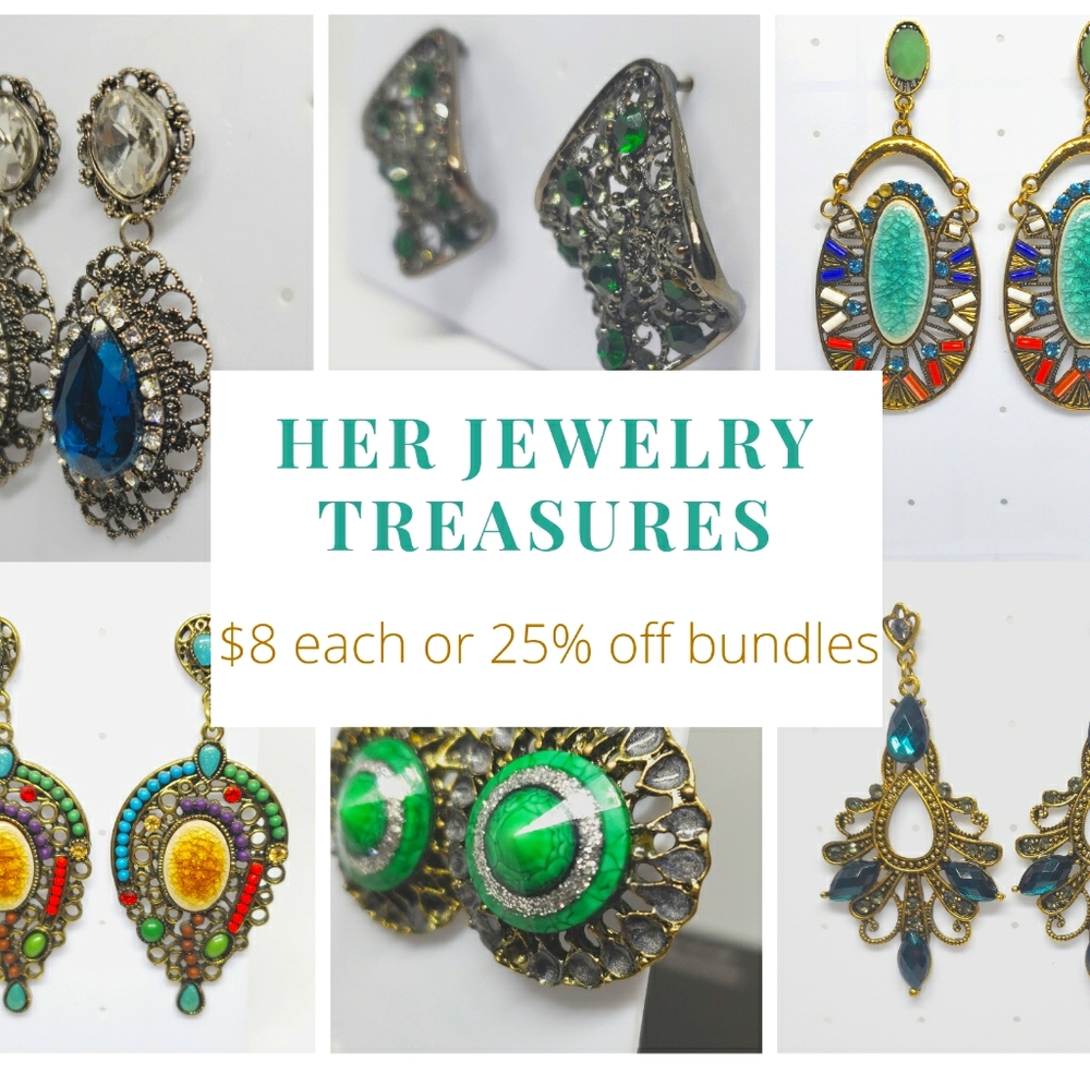 Big Beaded and Metal Earrings